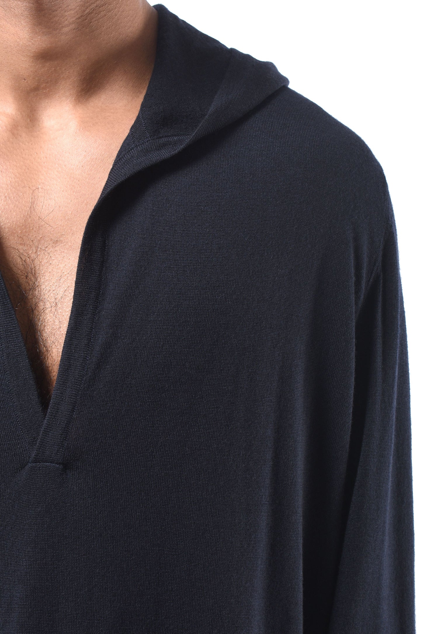 #788 Hooded Sweater in Superfine Merino- Dark Navy — Lars Andersson, view 4