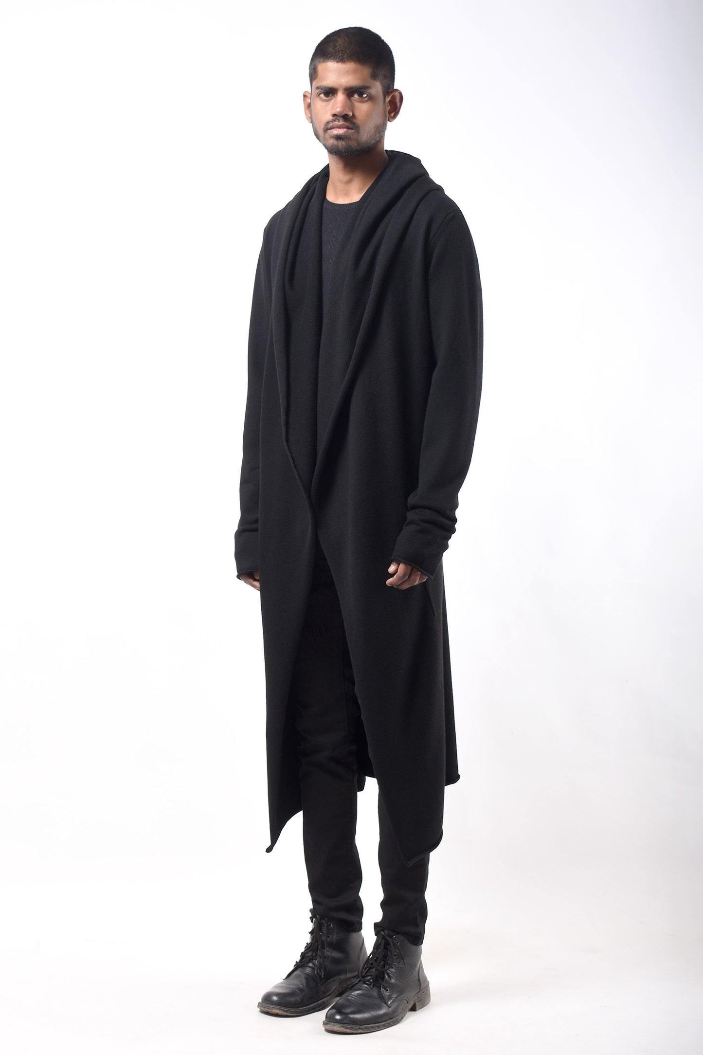 #790 Hooded Coat in Superfine Merino- Black — Lars Andersson, view 2