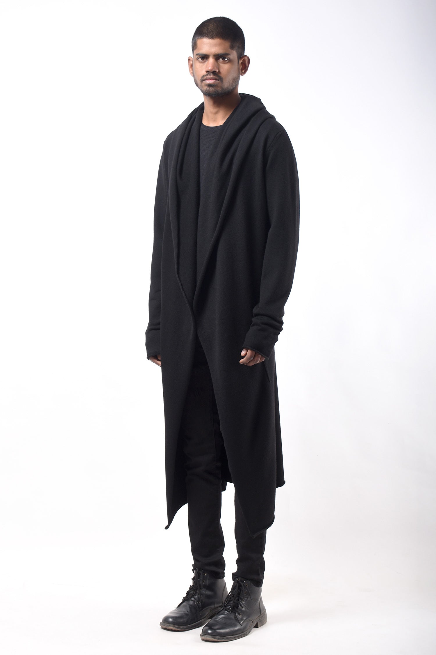 #790 Hooded Coat in Superfine Merino- Black — Lars Andersson, view 2