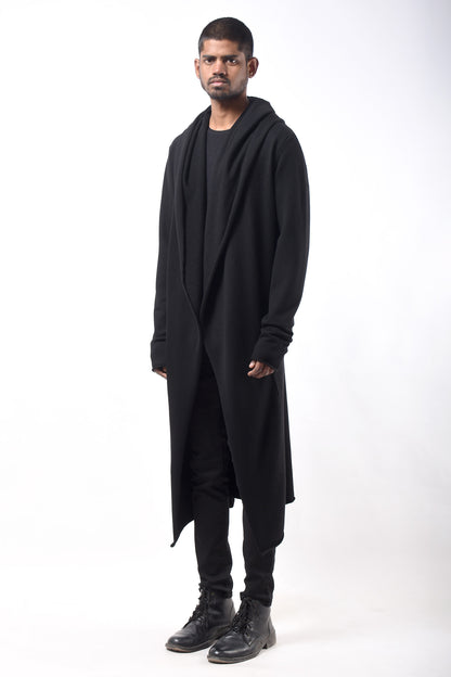 #790 Hooded Coat in Superfine Merino- Black — Lars Andersson, view 2