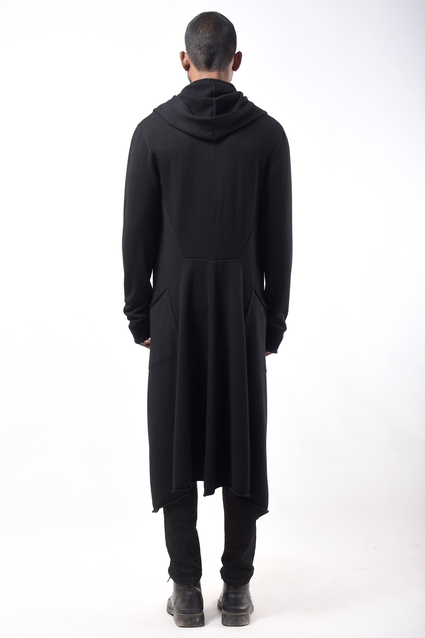 #790 Hooded Coat in Superfine Merino- Black — Lars Andersson, view 3
