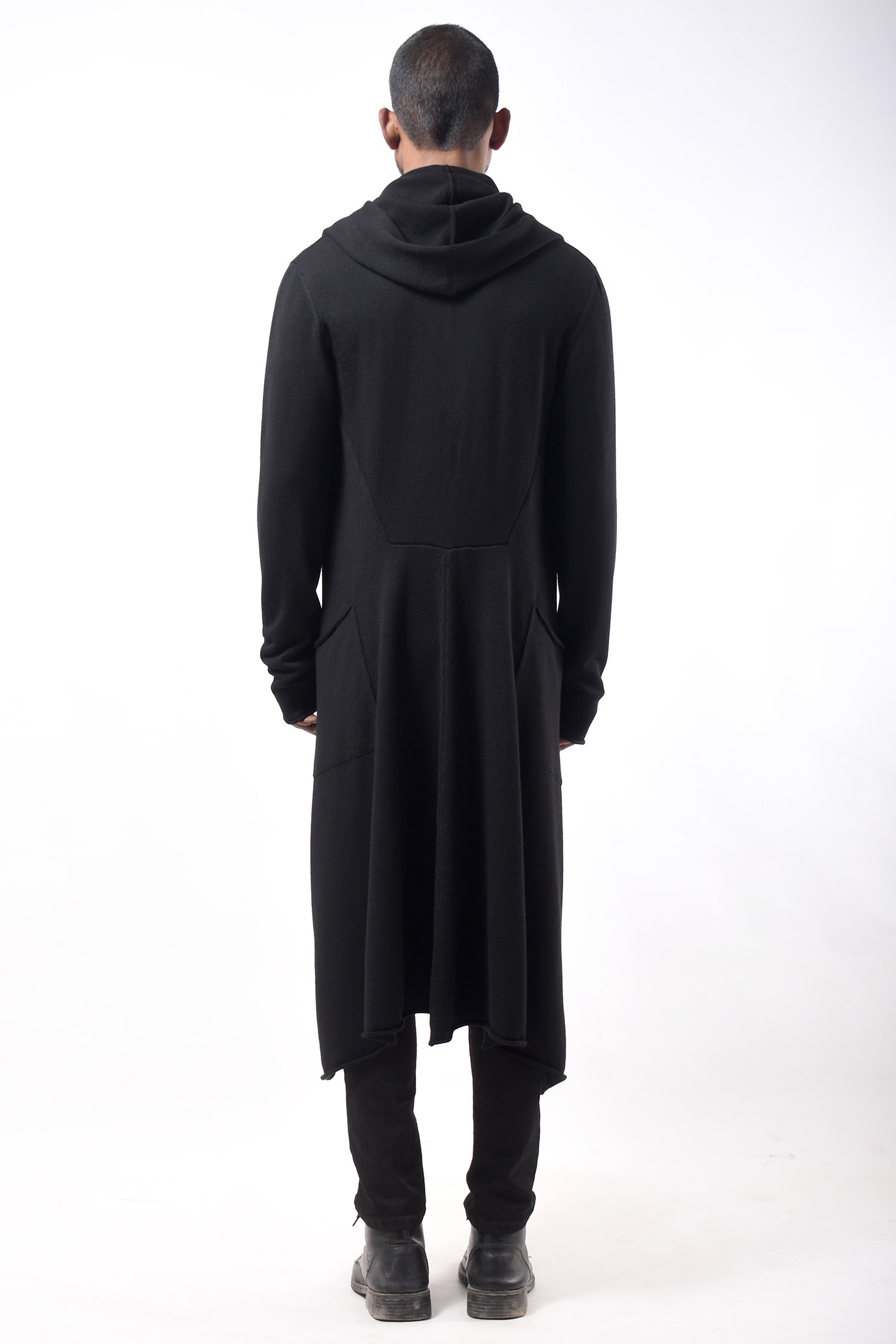 #790 Hooded Coat in Superfine Merino- Black — Lars Andersson, view 3