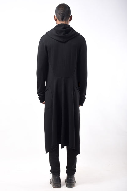 #790 Hooded Coat in Superfine Merino- Black — Lars Andersson, view 3