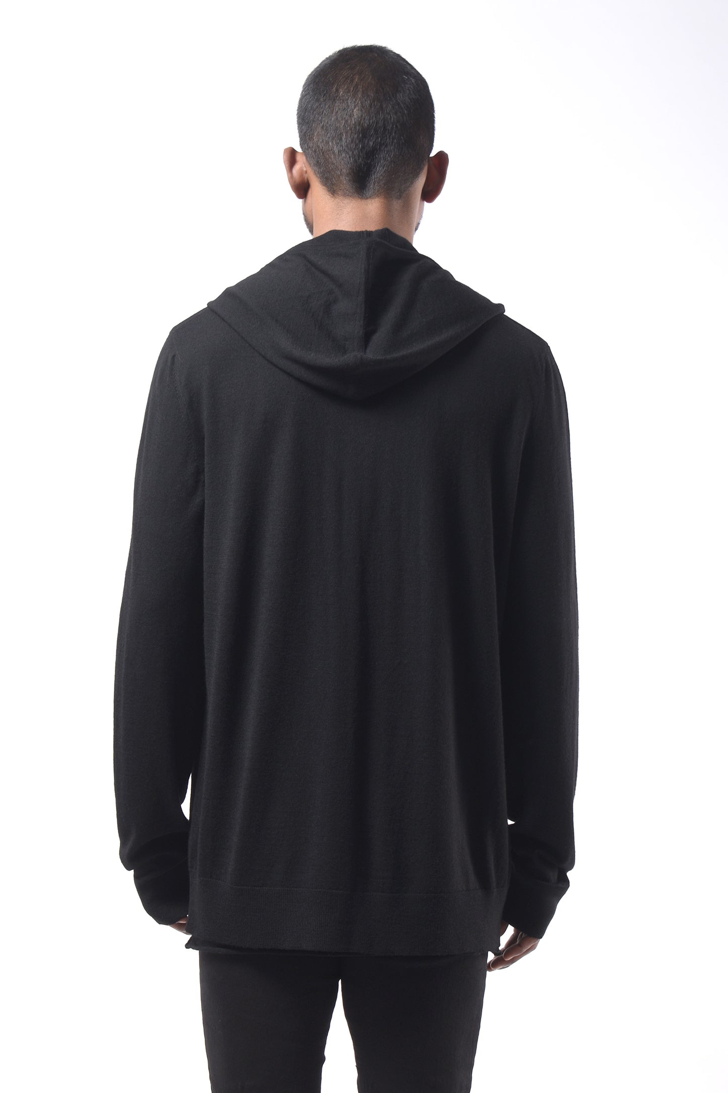 #791 Zip Hoodie Light in Superfine Merino- Black — Lars Andersson, view 3