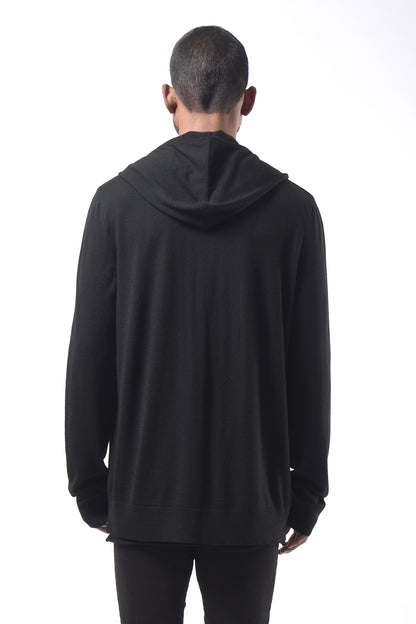 #791 Zip Hoodie Light in Superfine Merino- Black — Lars Andersson, view 3