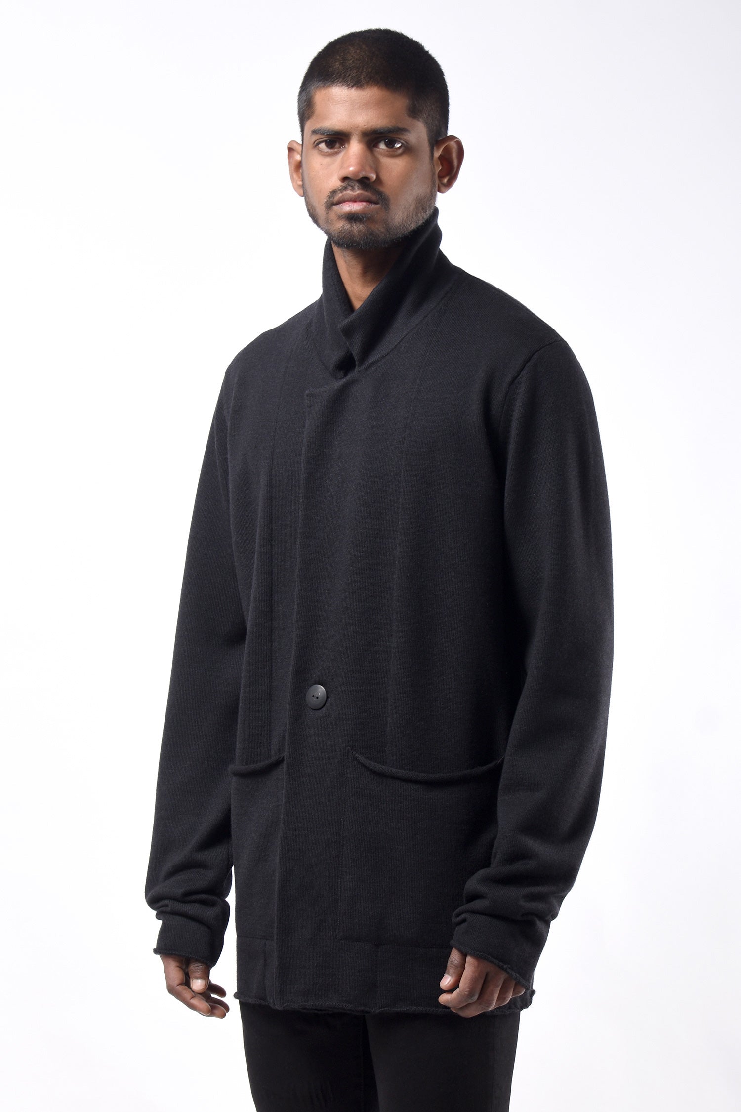#793 Notch Collar Jacket in Superfine Merino- Charcoal — Lars Andersson, view 2