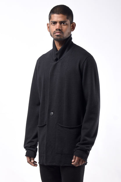#793 Notch Collar Jacket in Superfine Merino- Charcoal — Lars Andersson, view 2