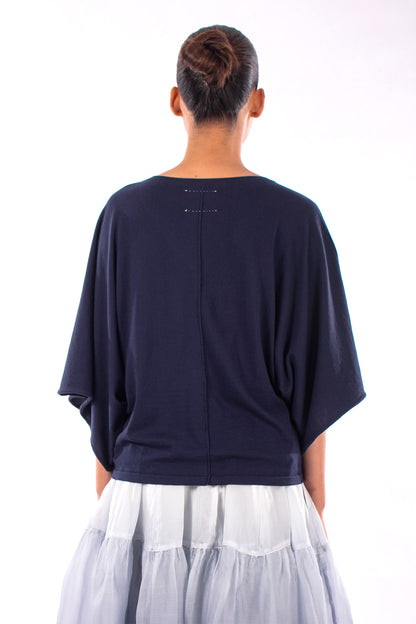 #903 V-neck Wing Sleeve Top In Organic Cotton- Marritimo — Lars Andersson, view 3
