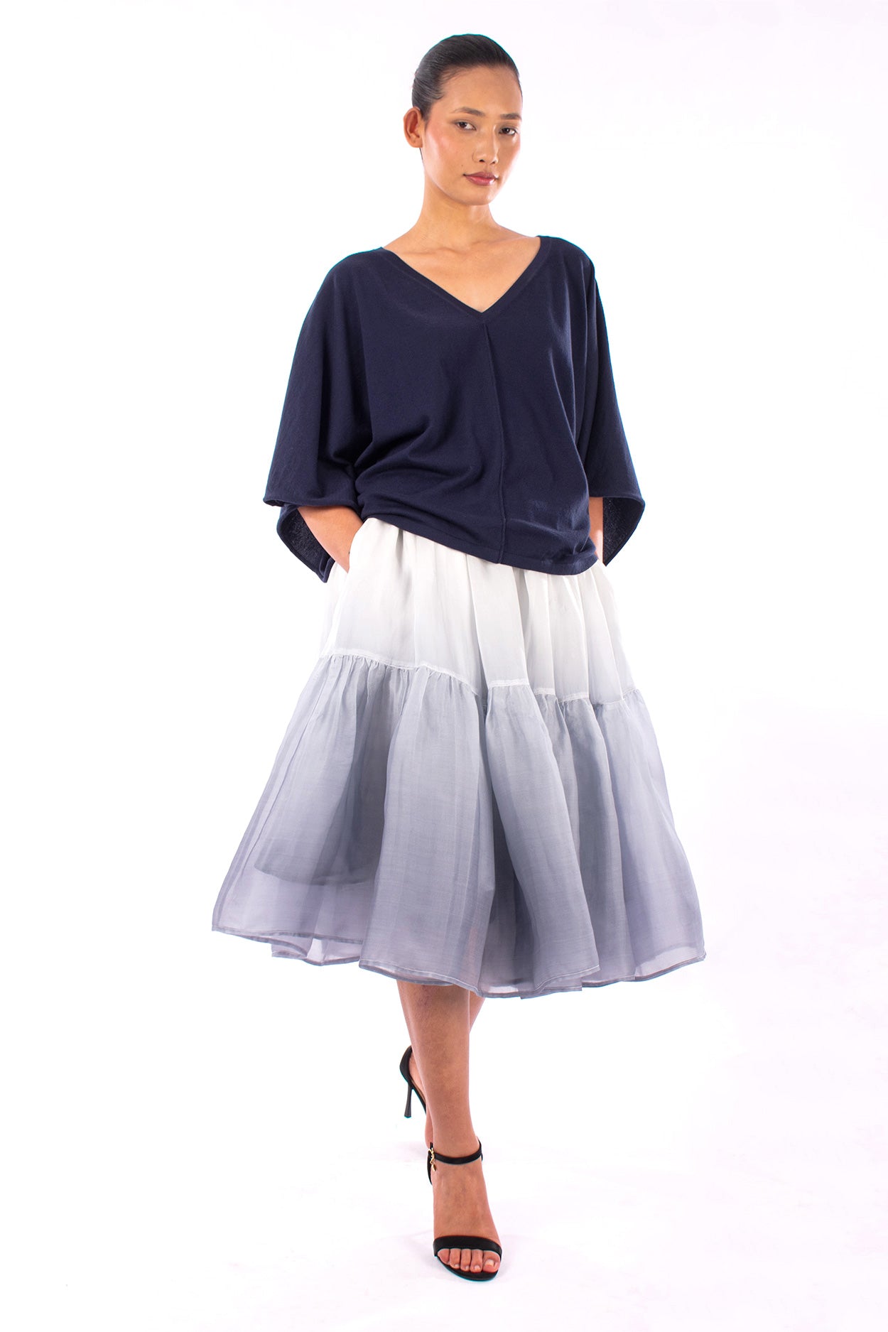 #903 V-neck Wing Sleeve Top In Organic Cotton- Marritimo — Lars Andersson, view 6