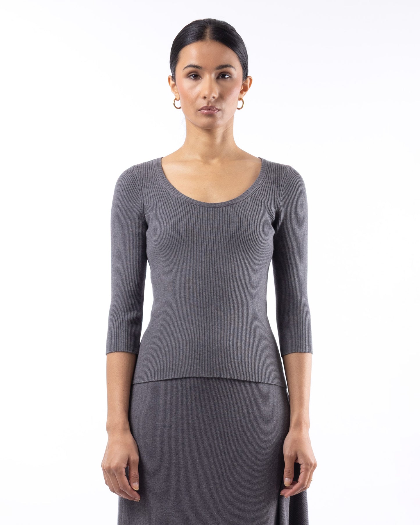 #905 Scoopneck 3/4 sleeve top Londra organic cotton