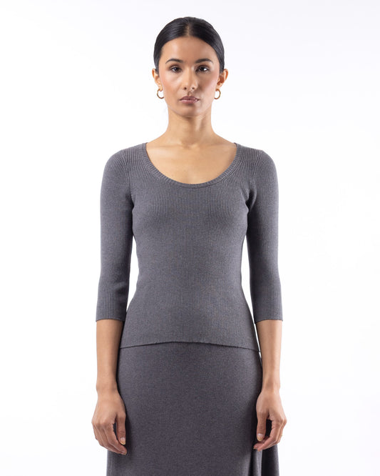 #905 Scoopneck 3/4 sleeve top Londra organic cotton