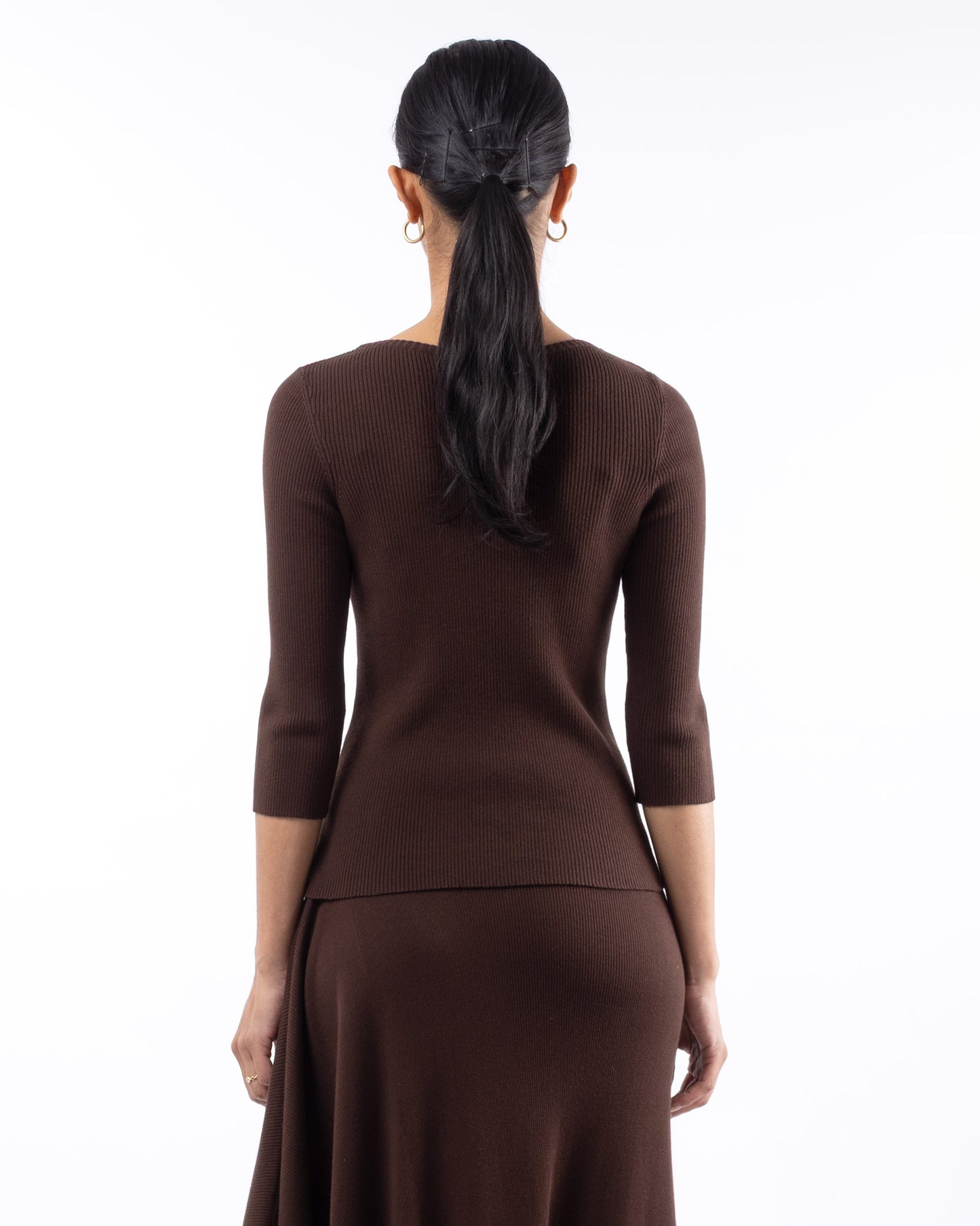 #905 Scoopneck 3/4 sleeve top moro organic cotton