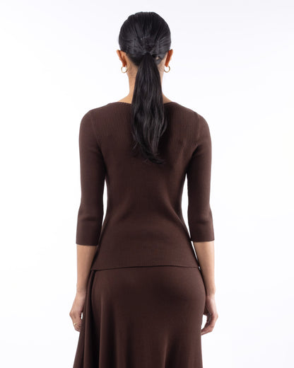 #905 Scoopneck 3/4 sleeve top moro organic cotton