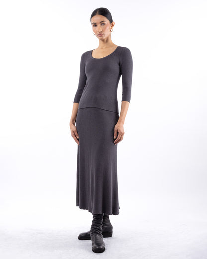 #905 Scoopneck 3/4 sleeve top Tripoli organic cotton