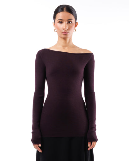 #1002 Off the shoulder top 120's superfine merino