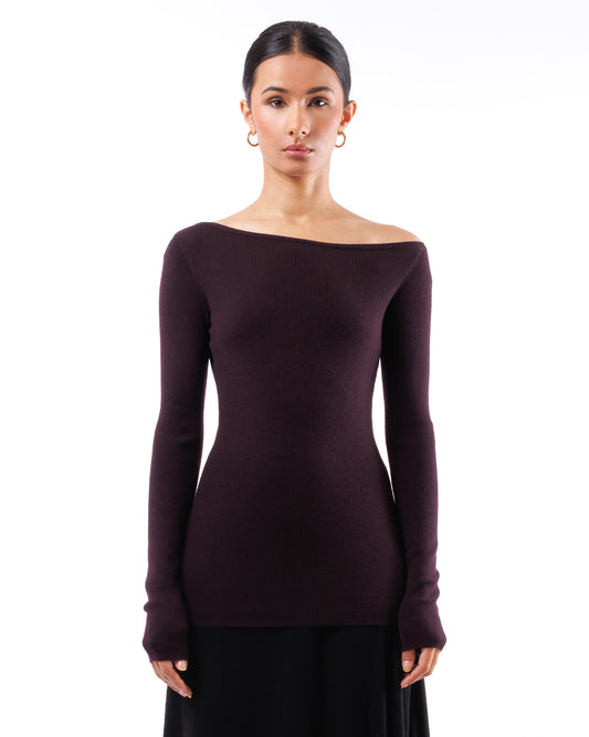#1002 Off the shoulder top 120's superfine merino