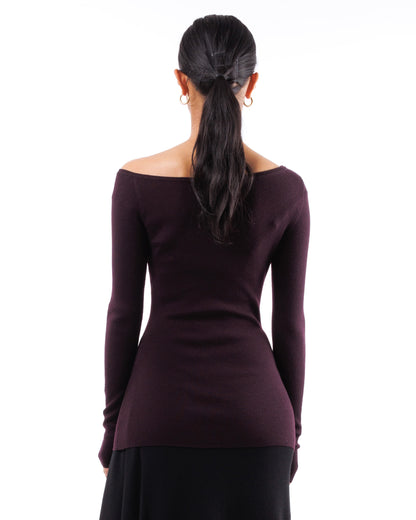 #1002 Off the shoulder top 120's superfine merino