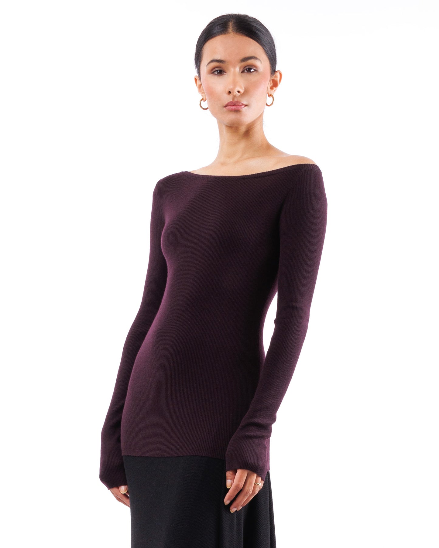 #1002 Off the shoulder top 120's superfine merino