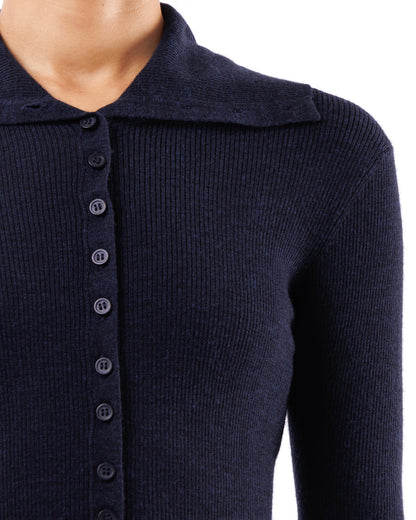 #1003 Long sleeve turtleneck with placket 120's superfine merino