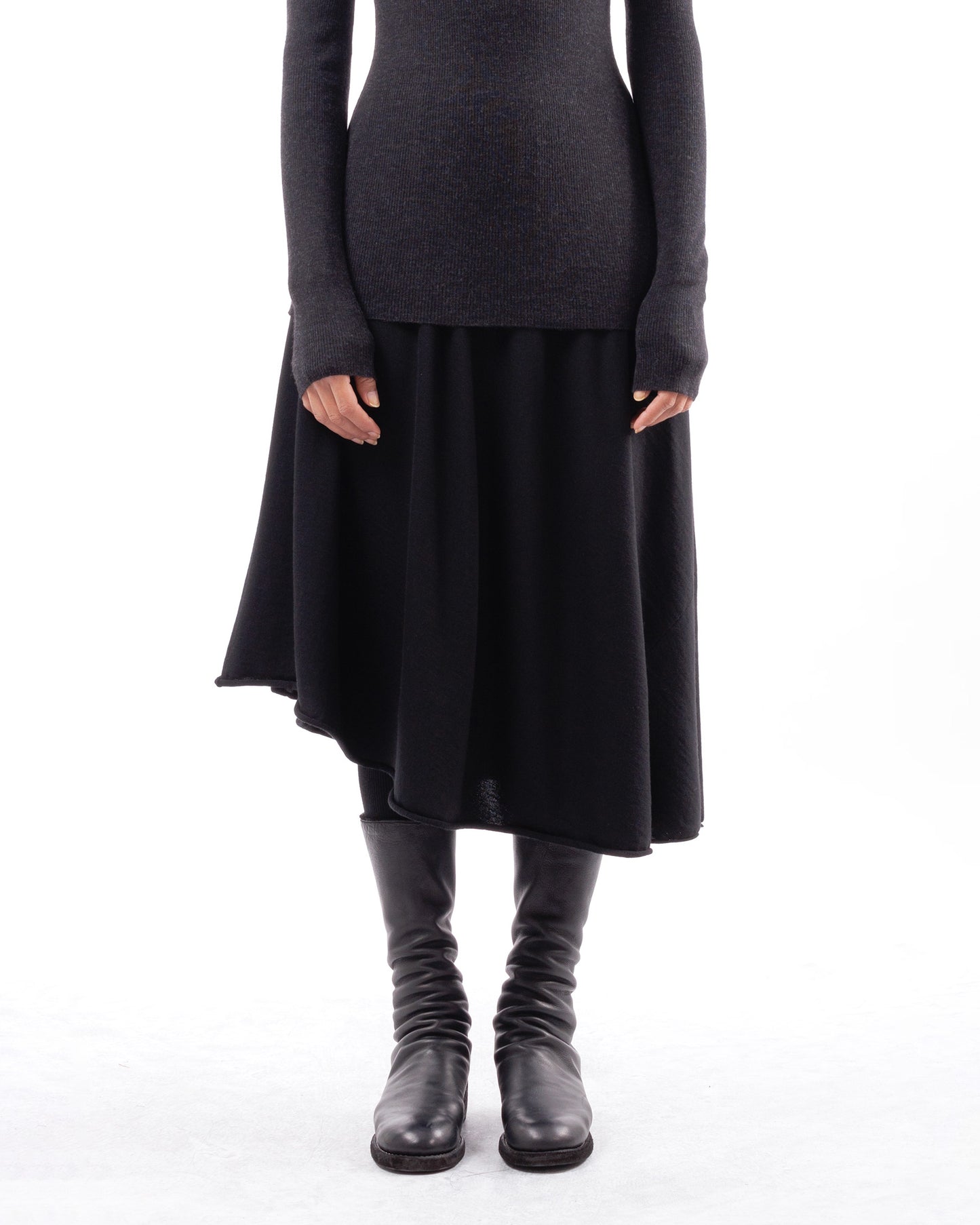 #1010 Bias knit skirt 120's superfine merino
