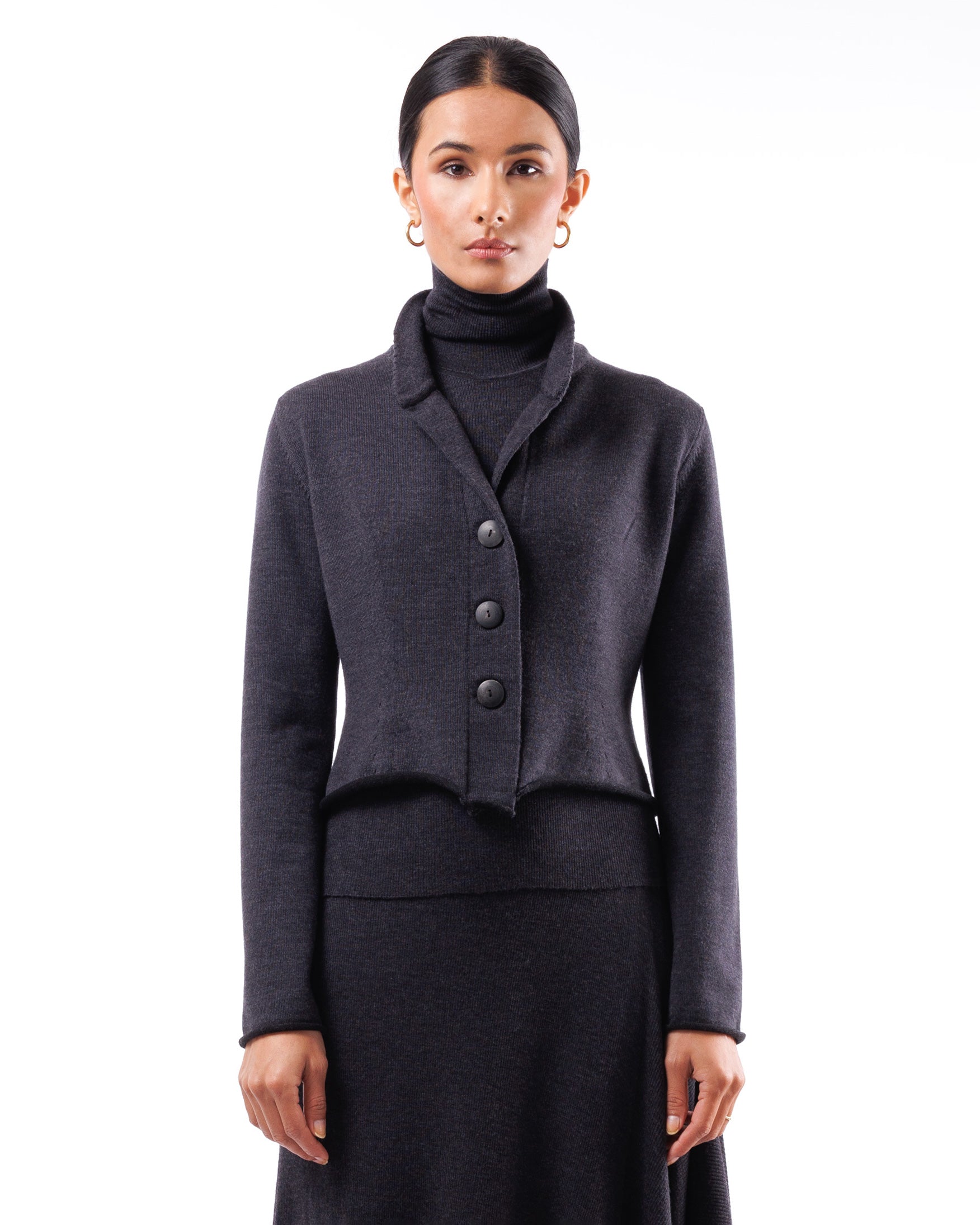 #1012 Shawl Collar Jacket 120's Superfine Merino And Organic Cotton — Lars Andersson hand-loomed knitwear
