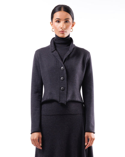 #1012 Shawl Collar Jacket 120's Superfine Merino And Organic Cotton — Lars Andersson hand-loomed knitwear