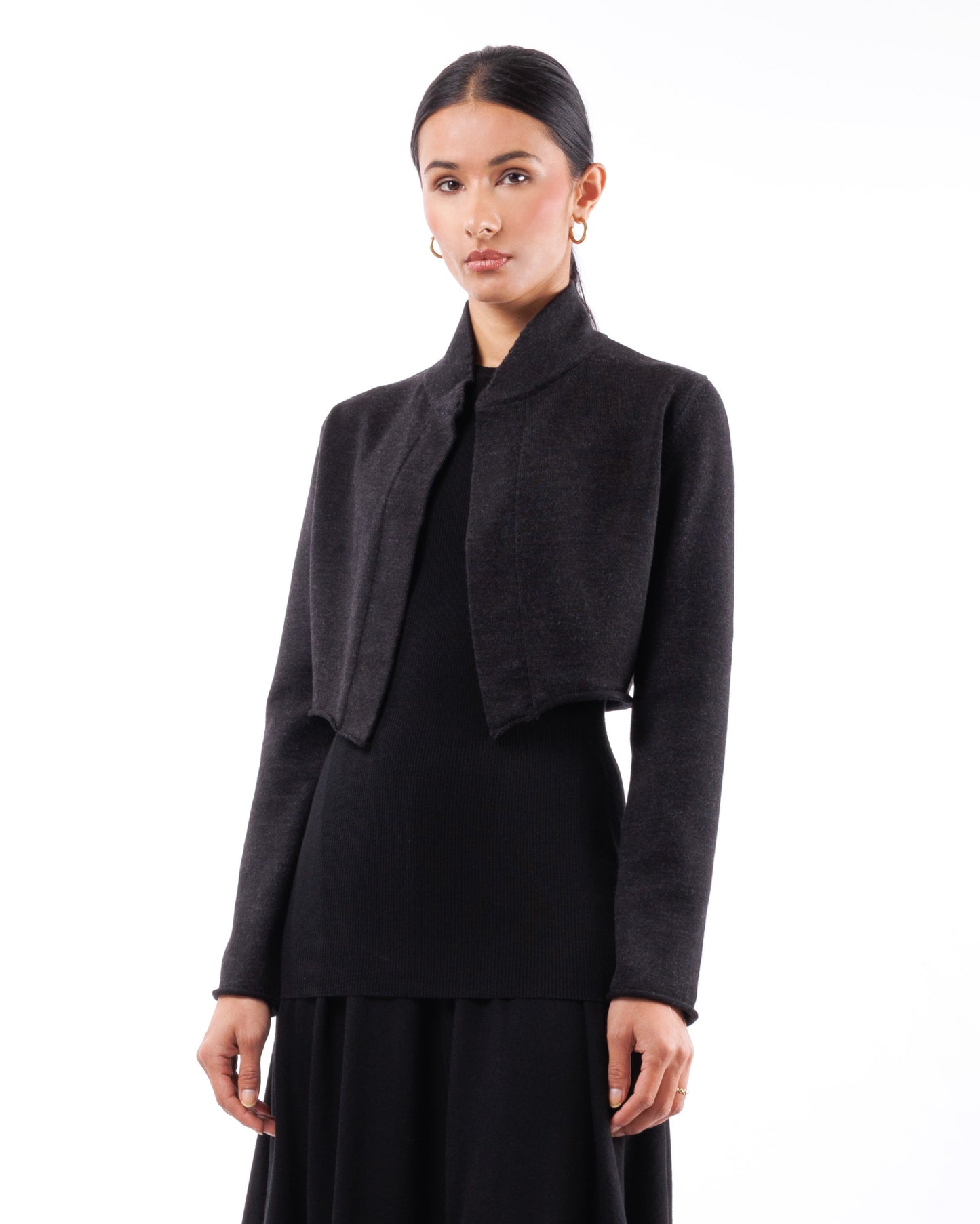 #1013 Cropped Shawl Collar Jacket 120's Superfine Merino And Organic Cotton — Lars Andersson, view 2