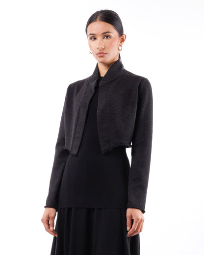 #1013 Cropped Shawl Collar Jacket 120's Superfine Merino And Organic Cotton — Lars Andersson, view 2