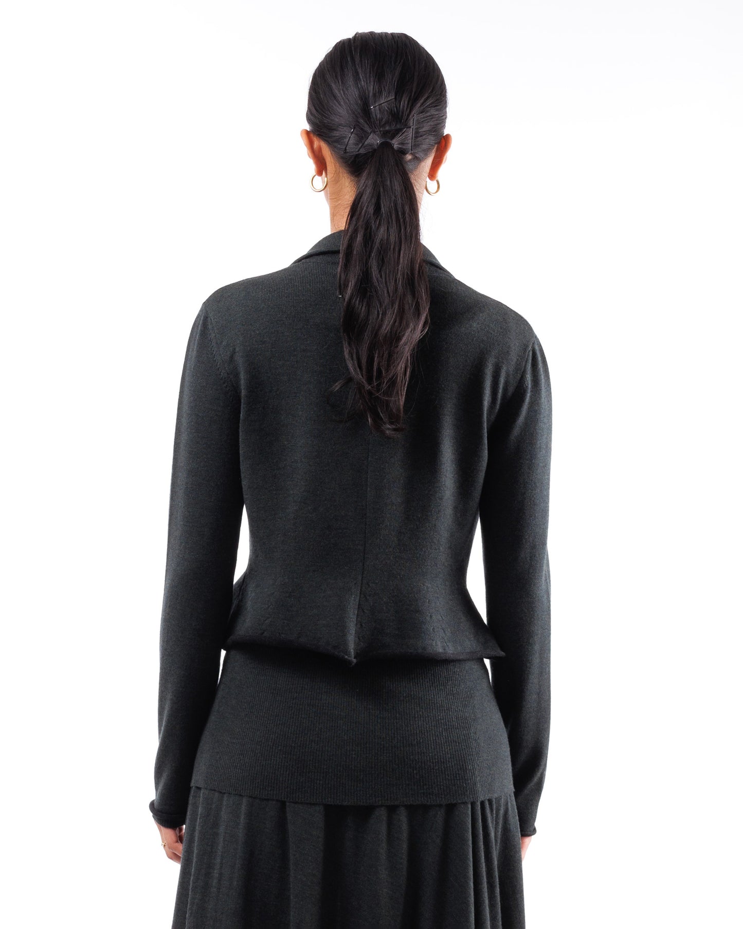 #1015 Cropped zip jacket 120's superfine merino and organic cotton