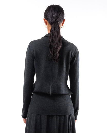 #1015 Cropped zip jacket 120's superfine merino and organic cotton