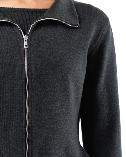 #1015 Cropped zip jacket 120's superfine merino and organic cotton