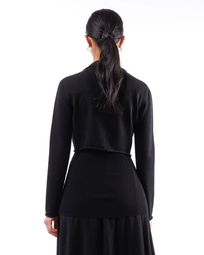 #1016 Cropped zip jacket 120's superfine merino and organic cotton