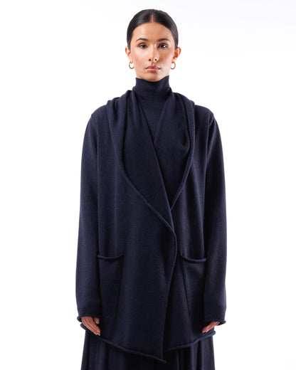#1017 Hooded wrap jacket 120's superfine merino