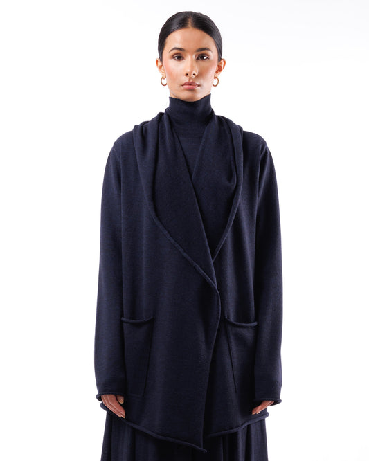 #1017 Hooded wrap jacket 120's superfine merino