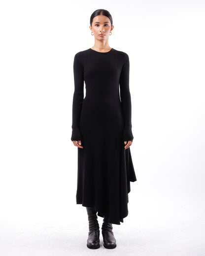 #1020 Dress with side cascade organic cotton