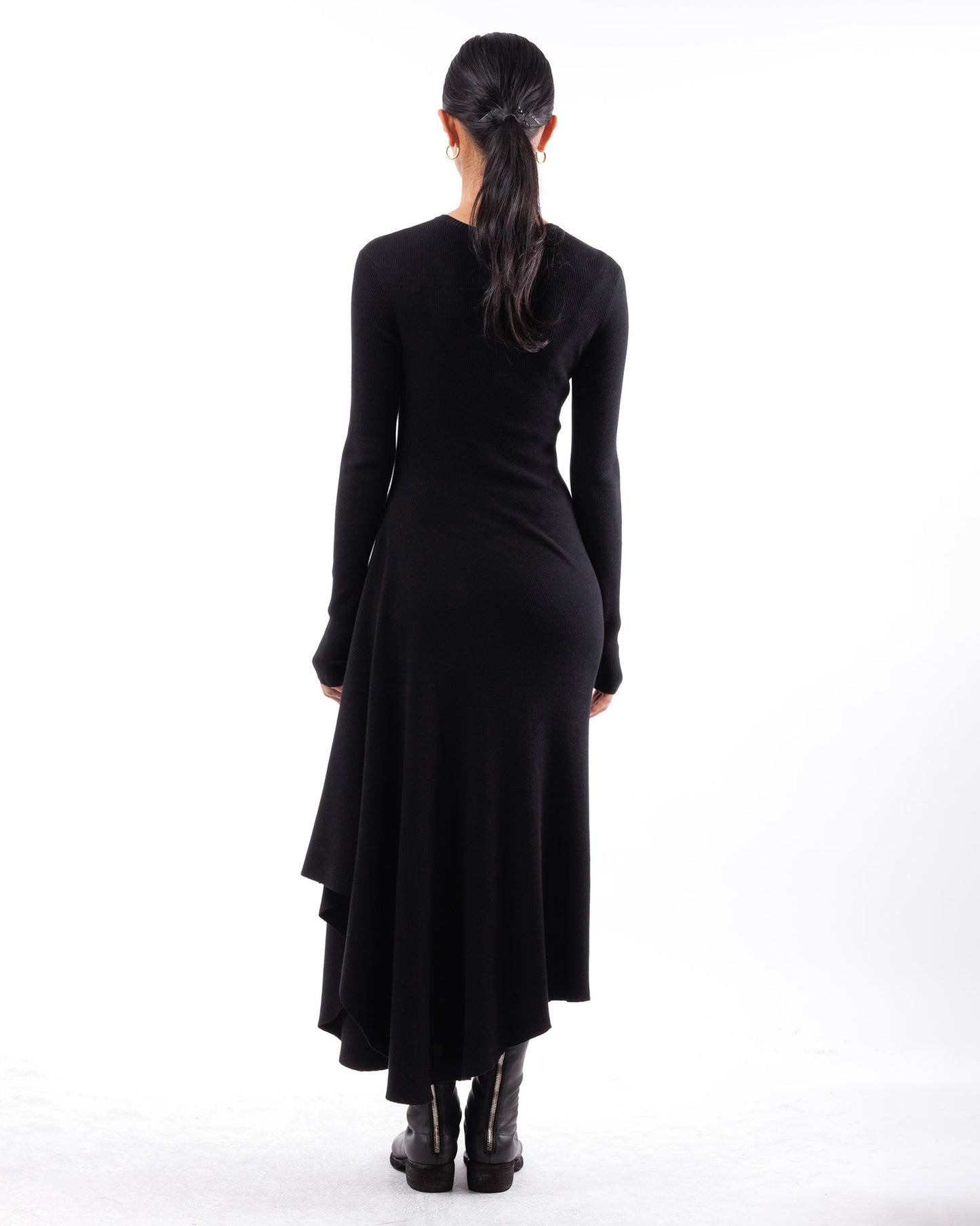 #1020 Dress with side cascade organic cotton