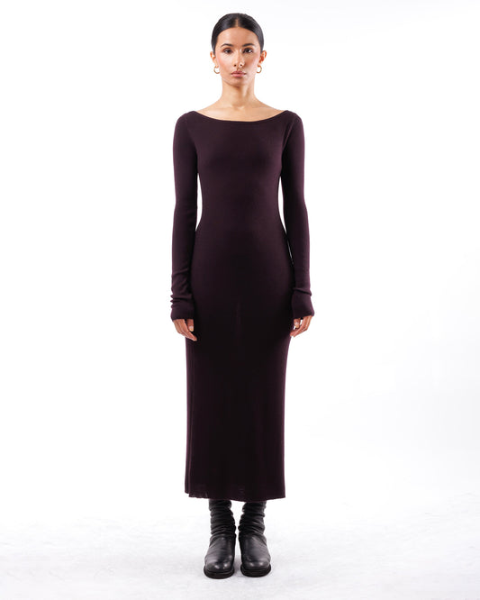 #1022 Bateau neck fitted dress 120's superfine merino