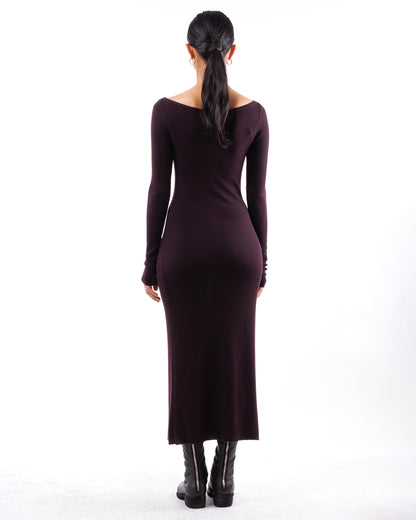 #1022 Bateau neck fitted dress 120's superfine merino