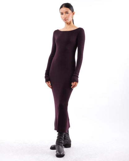 #1022 Bateau neck fitted dress 120's superfine merino
