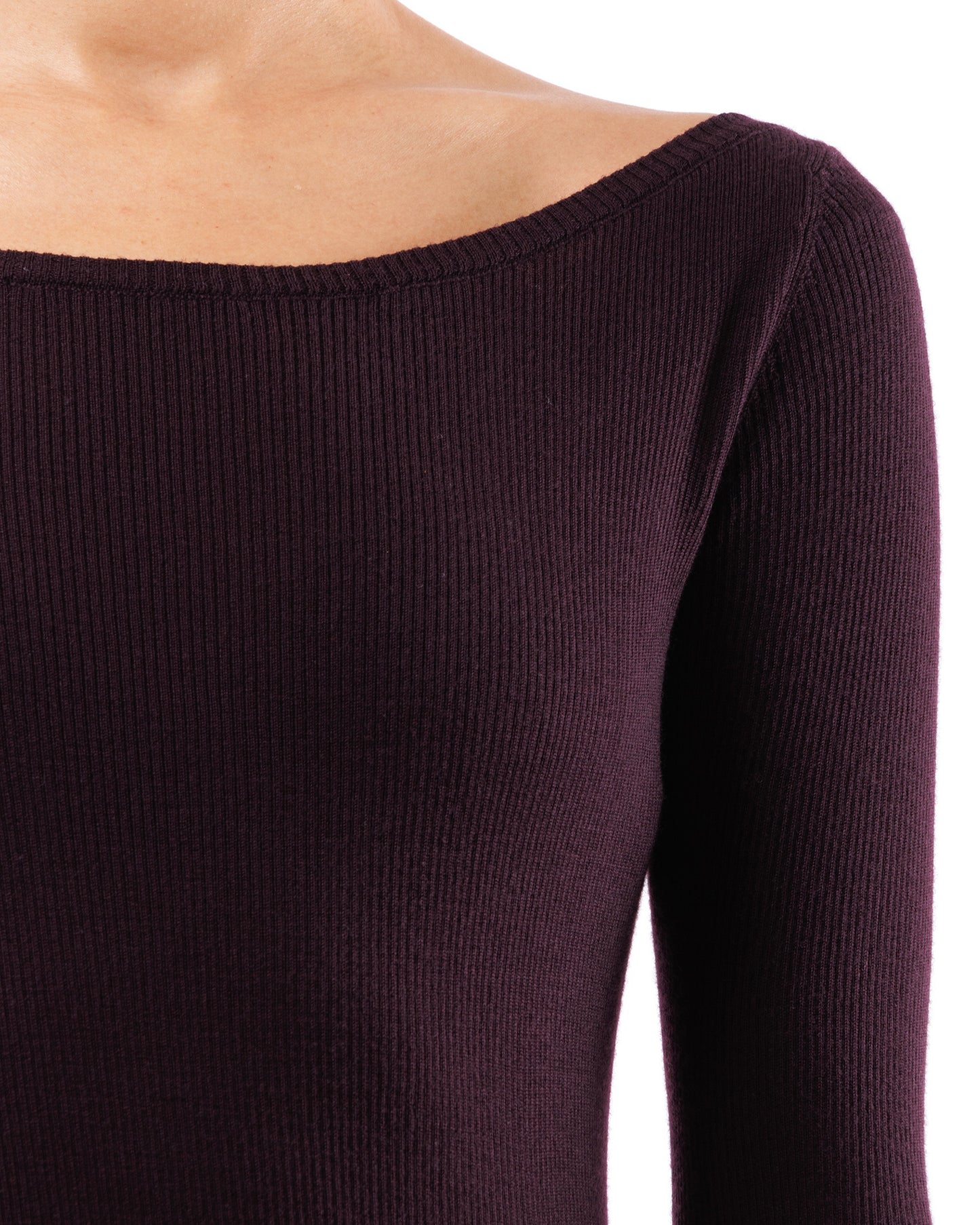 #1022 Bateau neck fitted dress 120's superfine merino