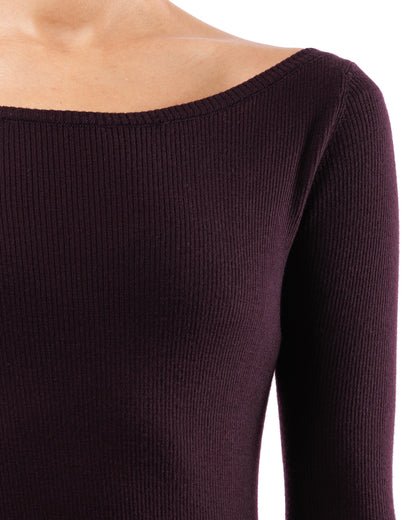 #1022 Bateau neck fitted dress 120's superfine merino