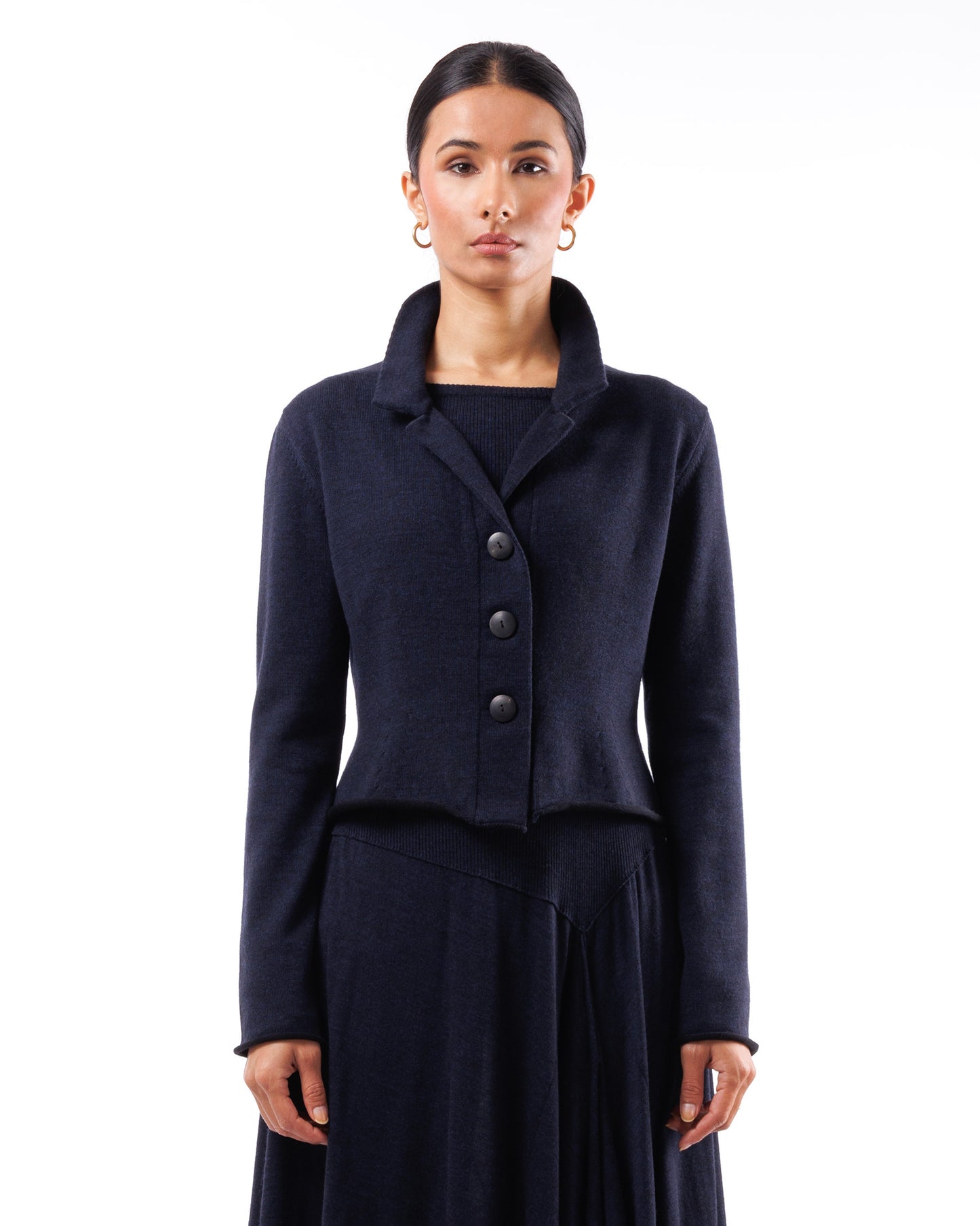 #1023 Notch collar jacket 120's superfine merino and organic cotton