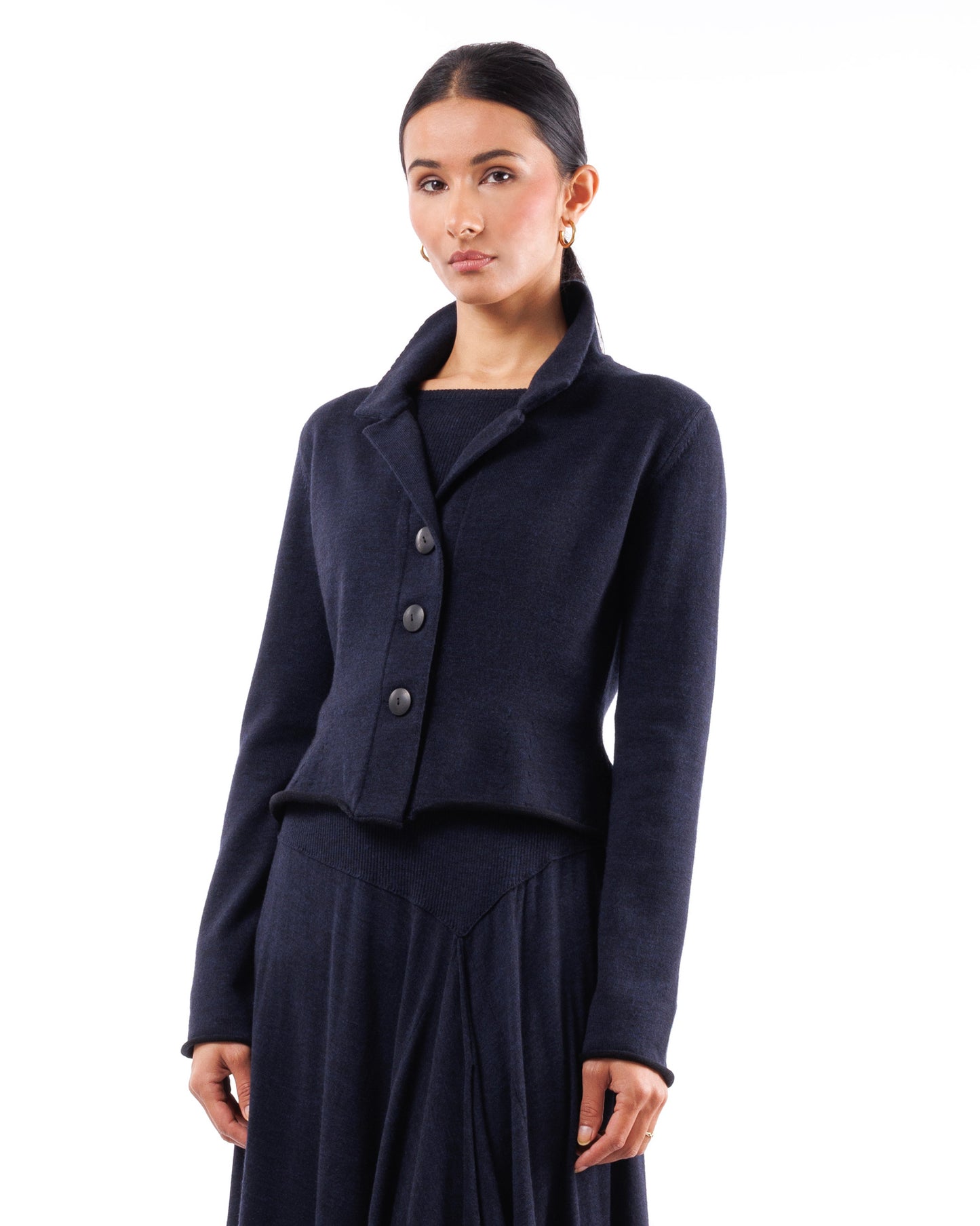 #1023 Notch collar jacket 120's superfine merino and organic cotton