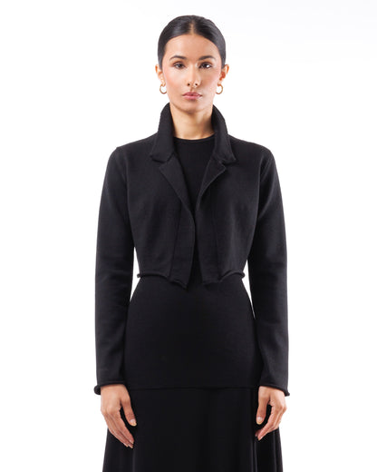 #1024 Cropped notch collar jacket 120's superfine merino and organic cotton