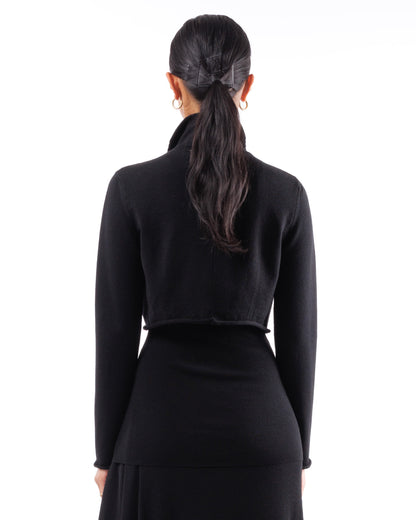 #1024 Cropped notch collar jacket 120's superfine merino and organic cotton