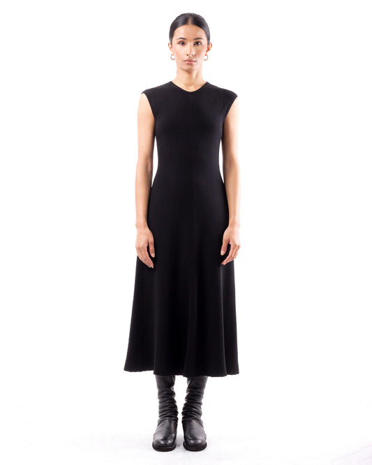 #1028 Sleeveless flared dress organic cotton