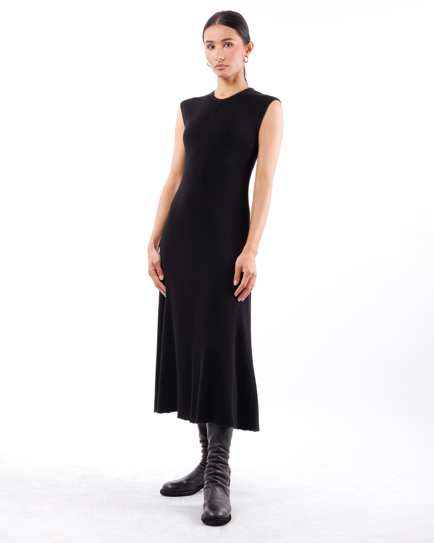 #1028 Sleeveless flared dress organic cotton