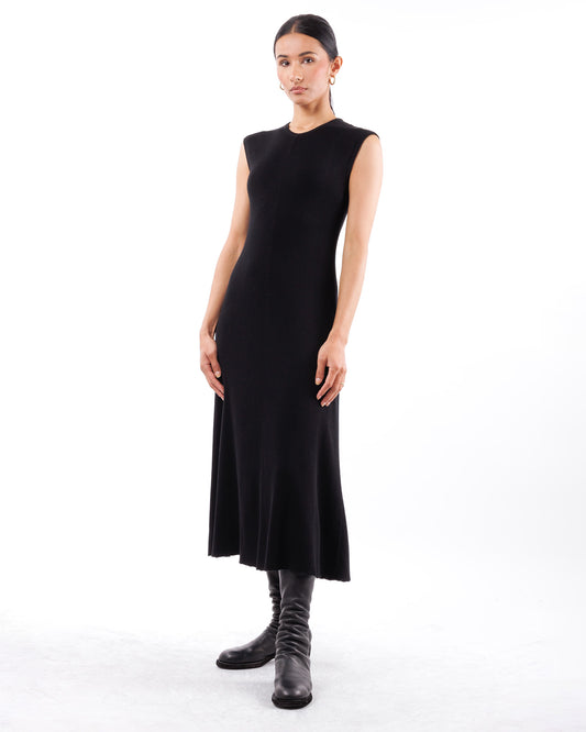 #1028 Sleeveless flared dress organic cotton