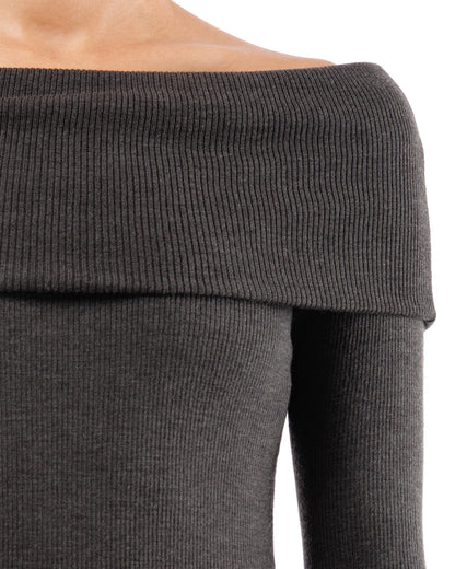 #1032 Off the shoulder wrap top 120's superfine merino