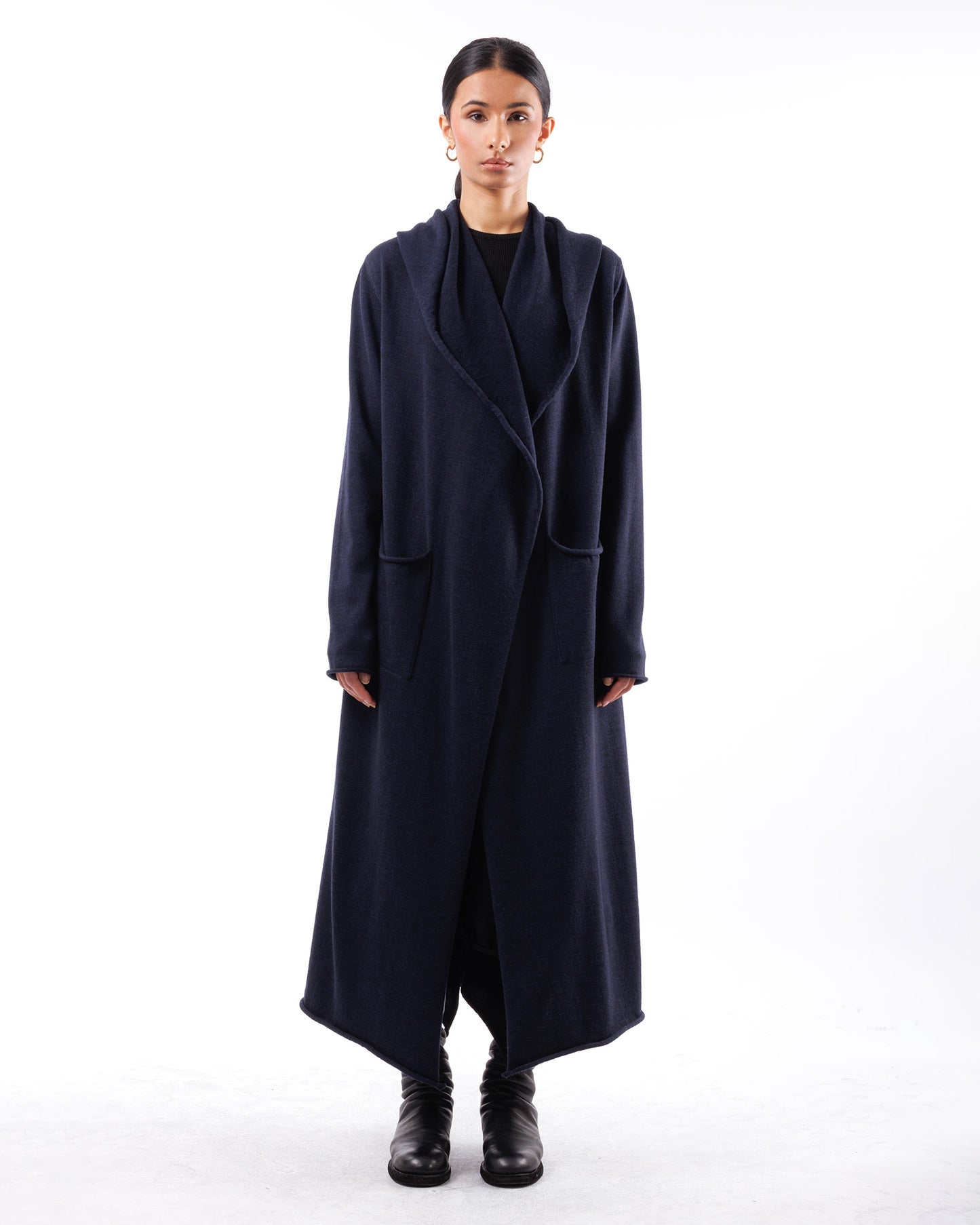 #1038 Hooded long coat 120's superfine merino